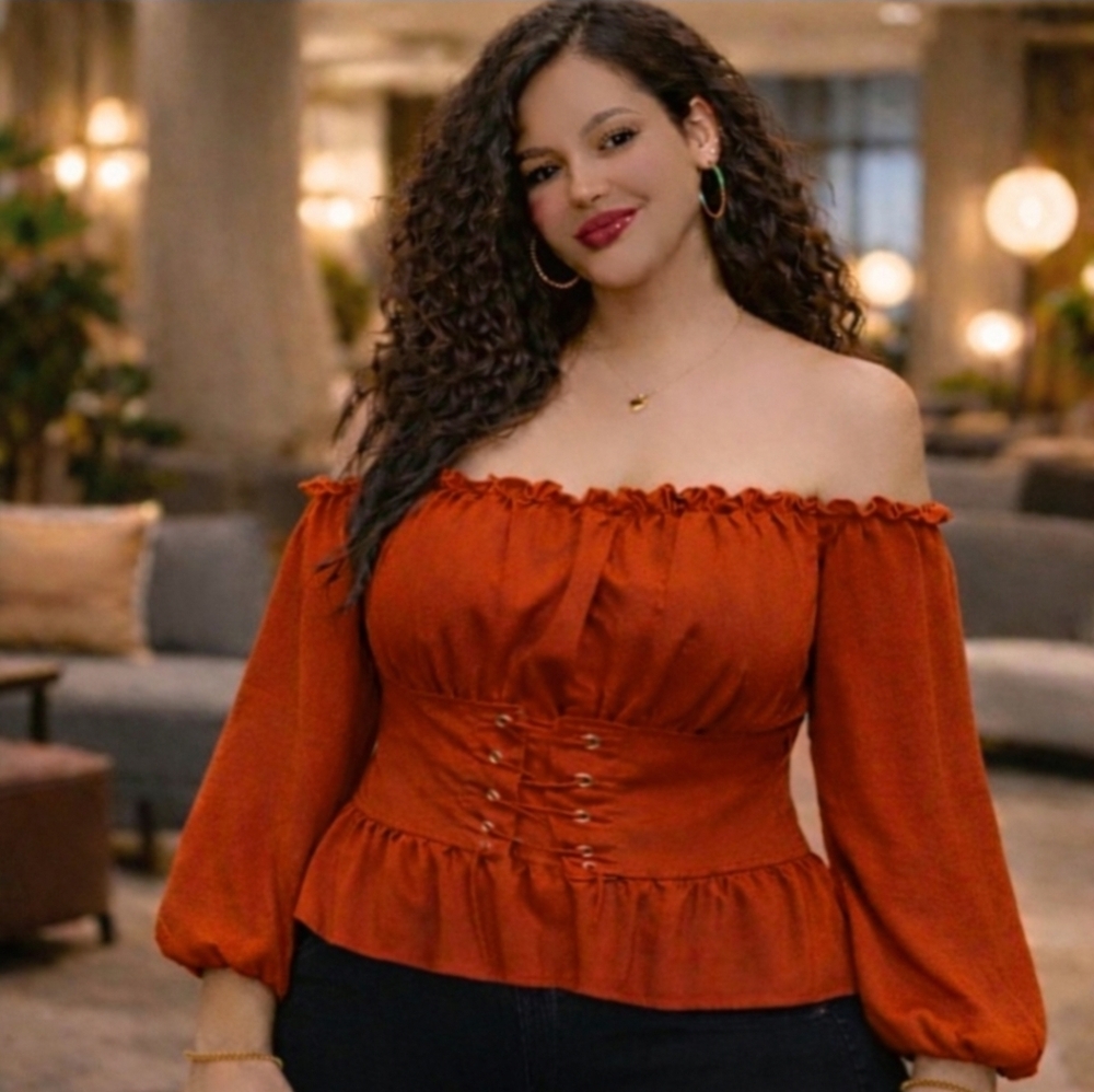 OMONSIM | Off-Shoulder Corset Peplum Top | XL | Bold & Flattering
